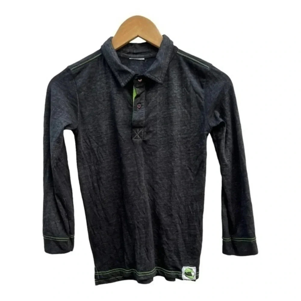 Mish Boys Long Sleeve Polo Shirt Black Motorcycle Graphic Soft Cotton Blend Sz 7